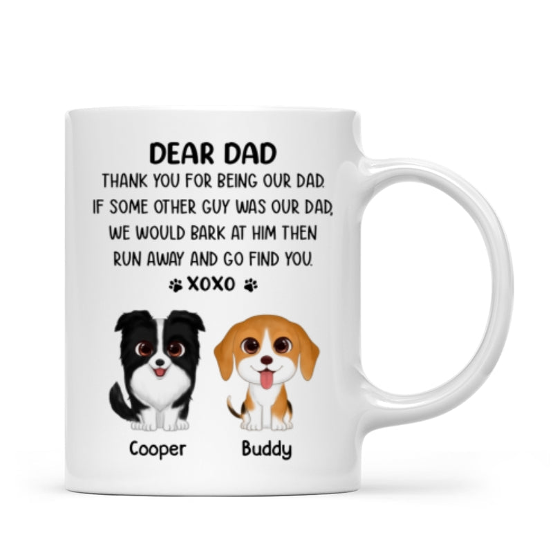 Watercolor Cute Dogs Dear Dog Dad Thank You XOXO Personalized Mug