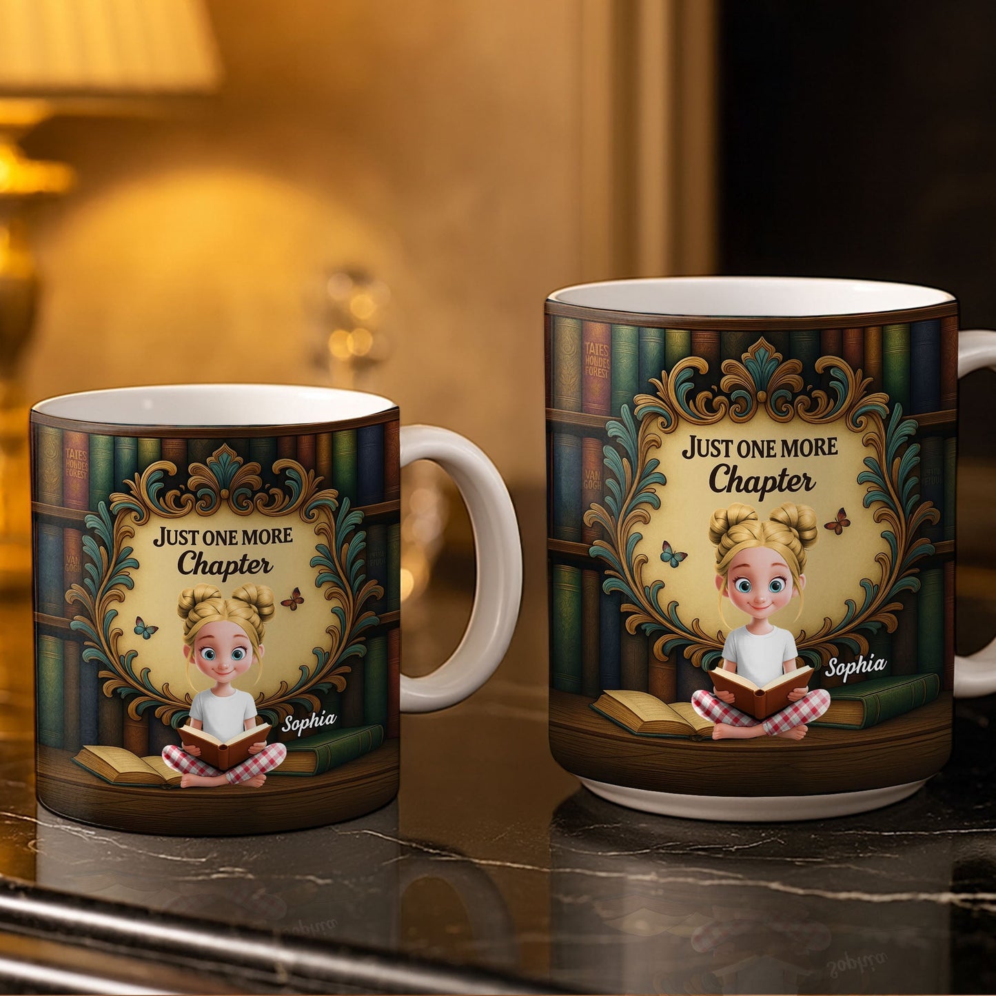 Just One More Chapter with Cute Young Reader - Personalized Custom Coffee Mug - BLV014_MG