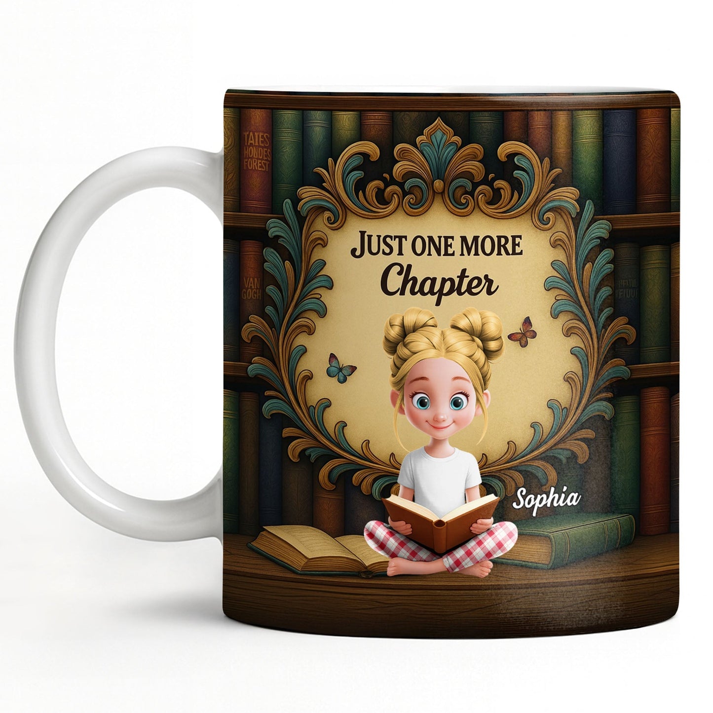 Just One More Chapter with Cute Young Reader - Personalized Custom Coffee Mug - BLV014_MG