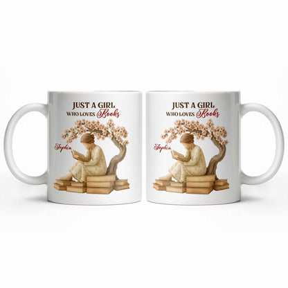 Just A Girl Who Loves Books And Sakura Tree - Personalized Custom Coffee Mug - BLV018_MG