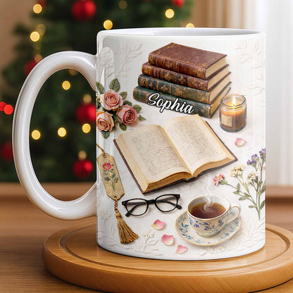 Celebrate The Love For Reading With Books And A Cozy Scene - Personalized Custom Coffee Mug - BLV081_MG