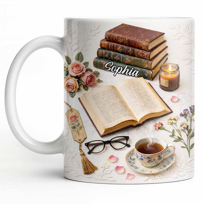 Celebrate The Love For Reading With Books And A Cozy Scene - Personalized Custom Coffee Mug - BLV081_MG