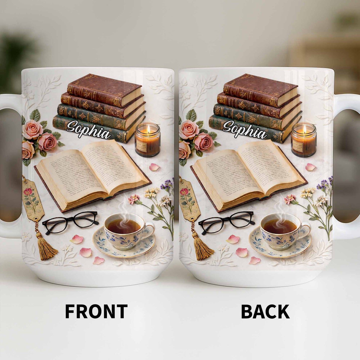 Celebrate The Love For Reading With Books And A Cozy Scene - Personalized Custom Coffee Mug - BLV081_MG