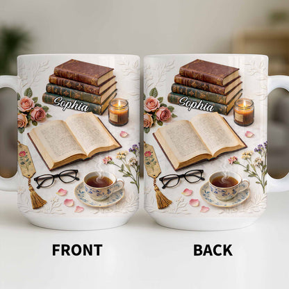 Celebrate The Love For Reading With Books And A Cozy Scene - Personalized Custom Coffee Mug - BLV081_MG