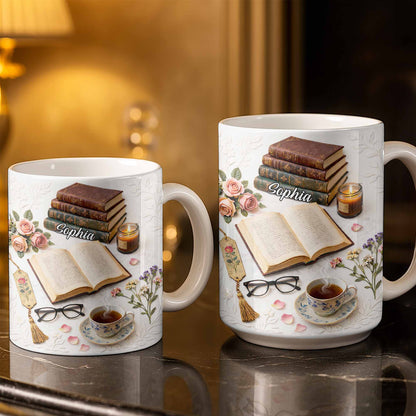 Celebrate The Love For Reading With Books And A Cozy Scene - Personalized Custom Coffee Mug - BLV081_MG