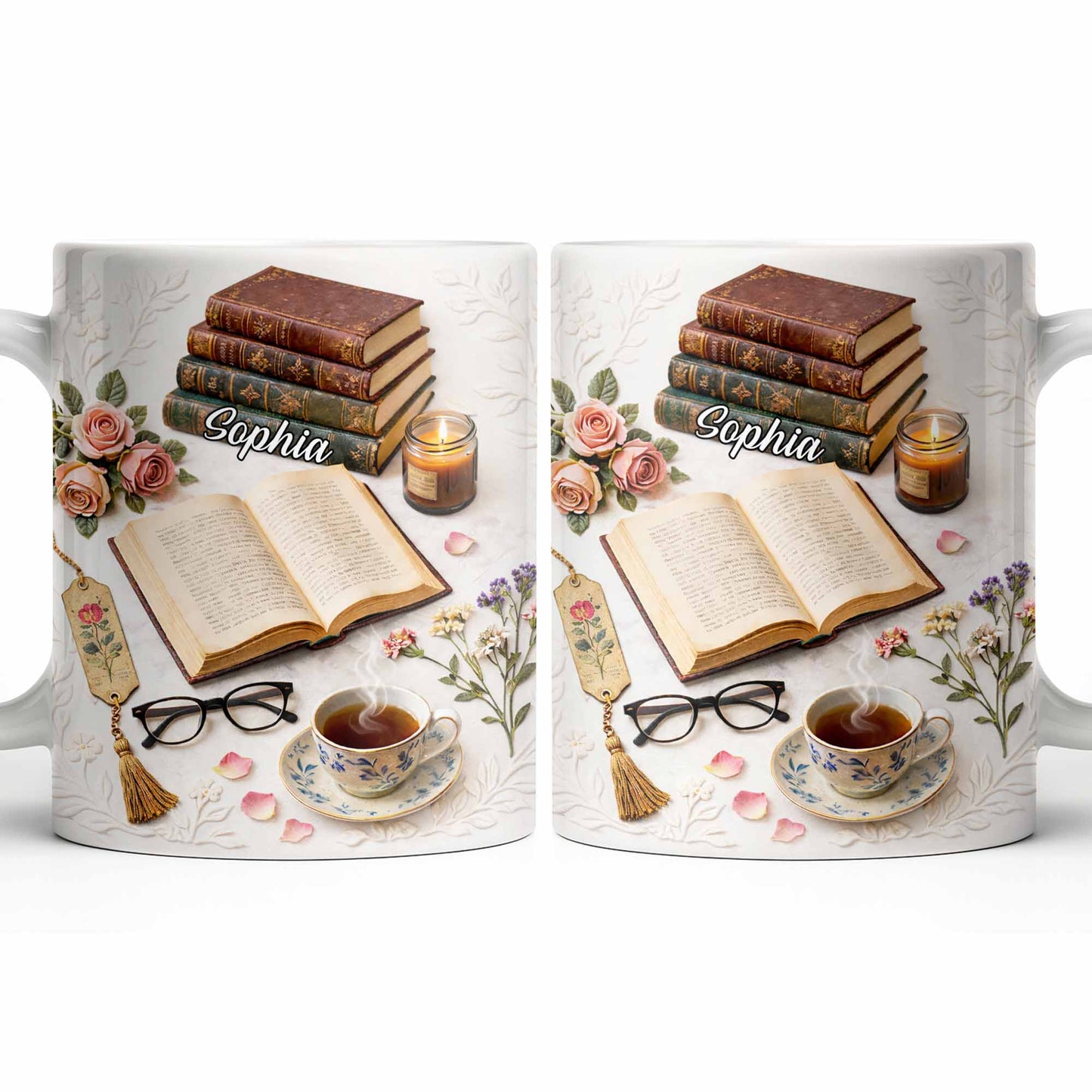 Celebrate The Love For Reading With Books And A Cozy Scene - Personalized Custom Coffee Mug - BLV081_MG