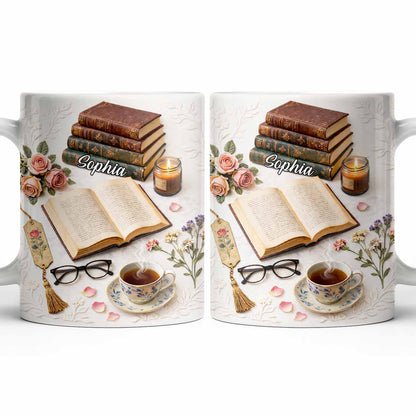 Celebrate The Love For Reading With Books And A Cozy Scene - Personalized Custom Coffee Mug - BLV081_MG
