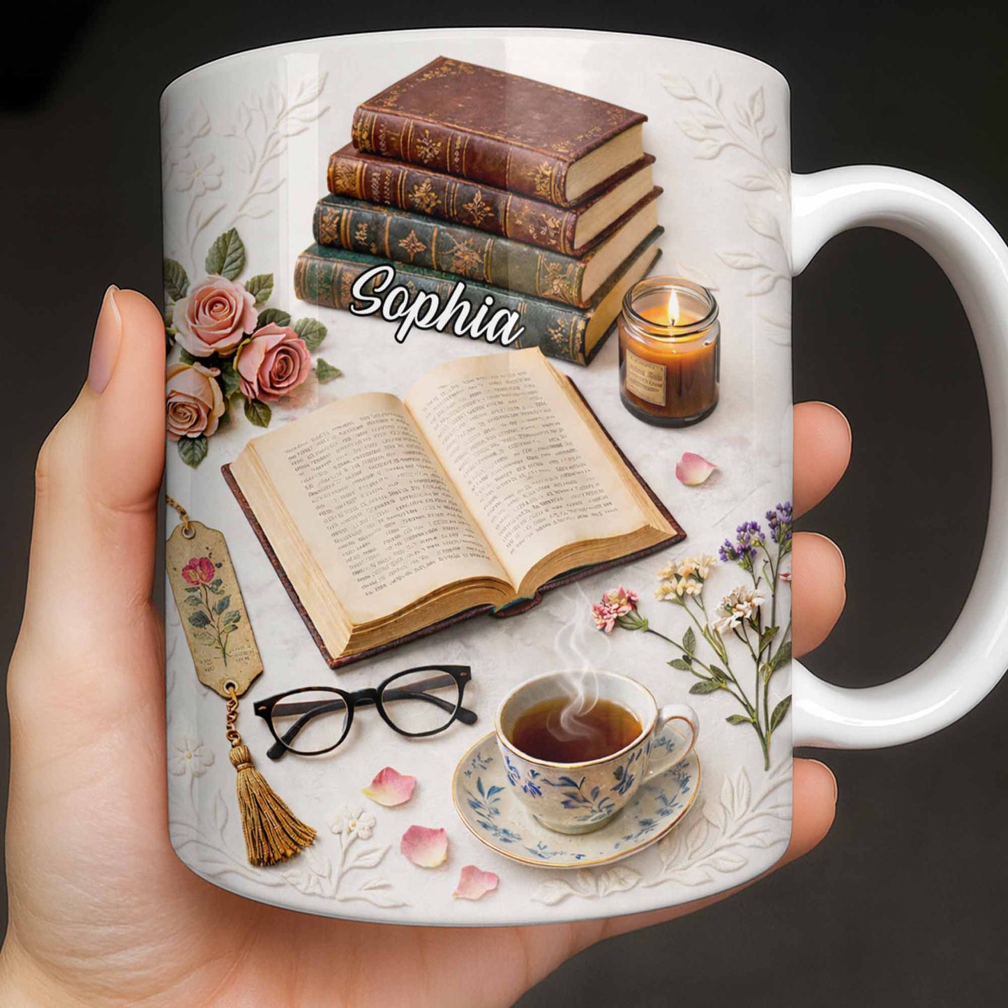 Celebrate The Love For Reading With Books And A Cozy Scene - Personalized Custom Coffee Mug - BLV081_MG