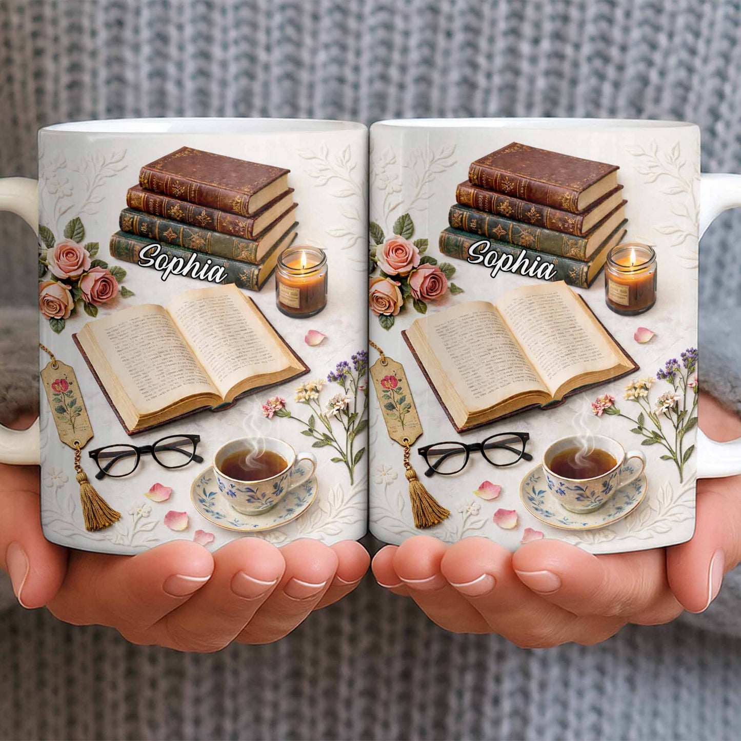 Celebrate The Love For Reading With Books And A Cozy Scene - Personalized Custom Coffee Mug - BLV081_MG