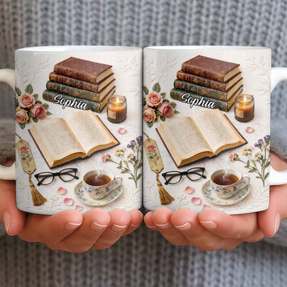 Celebrate The Love For Reading With Books And A Cozy Scene - Personalized Custom Coffee Mug - BLV081_MG