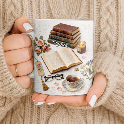 Celebrate The Love For Reading With Books And A Cozy Scene - Personalized Custom Coffee Mug - BLV081_MG