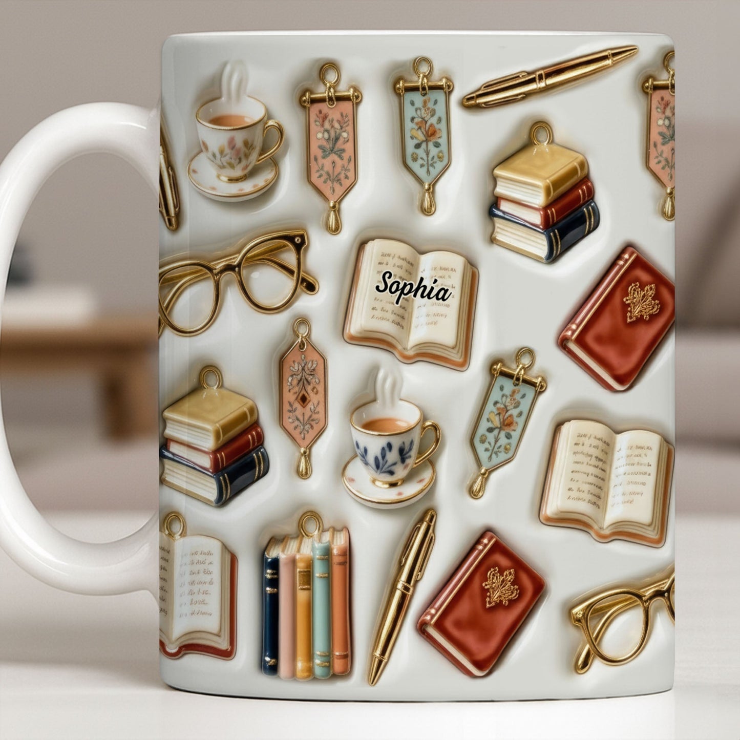 Celebrate Your Love for Reading and Writing - Personalized Custom Coffee Mug - BLV082_MG