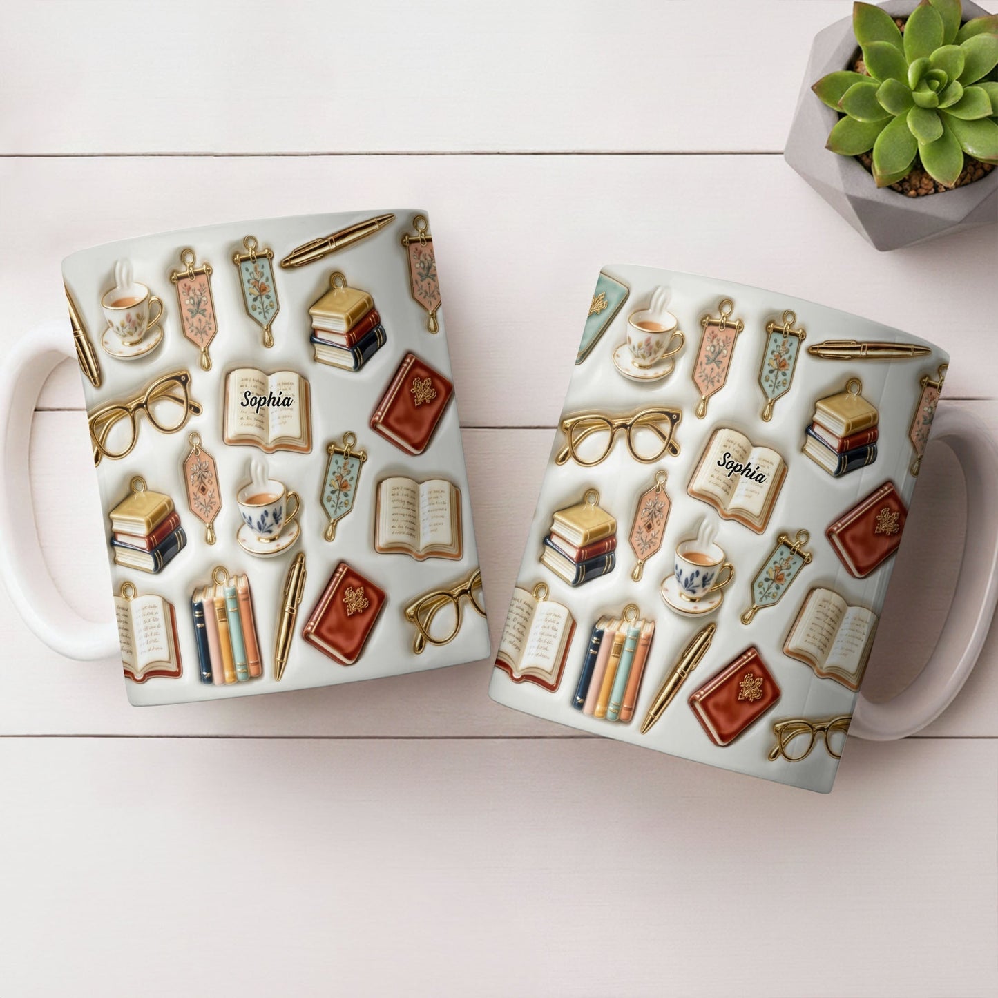 Celebrate Your Love for Reading and Writing - Personalized Custom Coffee Mug - BLV082_MG
