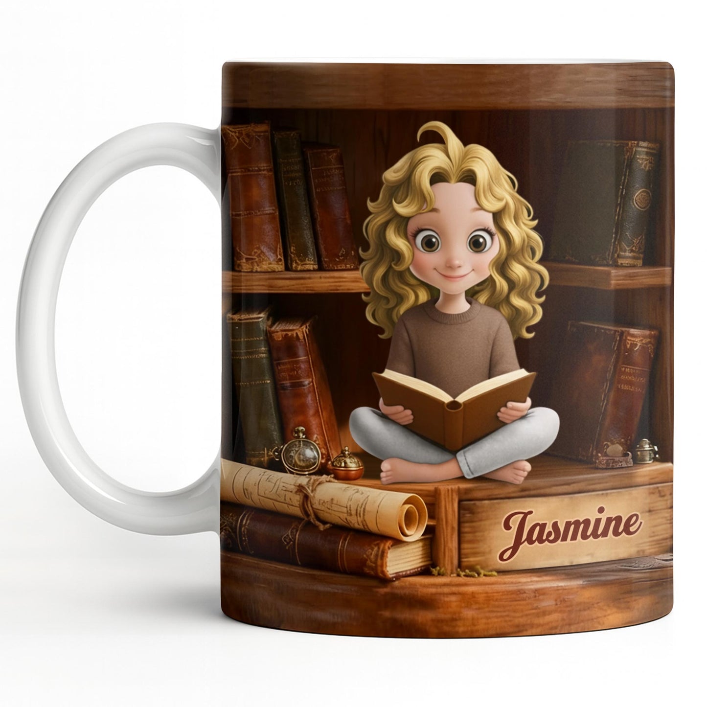 Enjoy The Magic Of Books With Girl Reading Design - Personalized Custom Coffee Mug - BLV085_MG