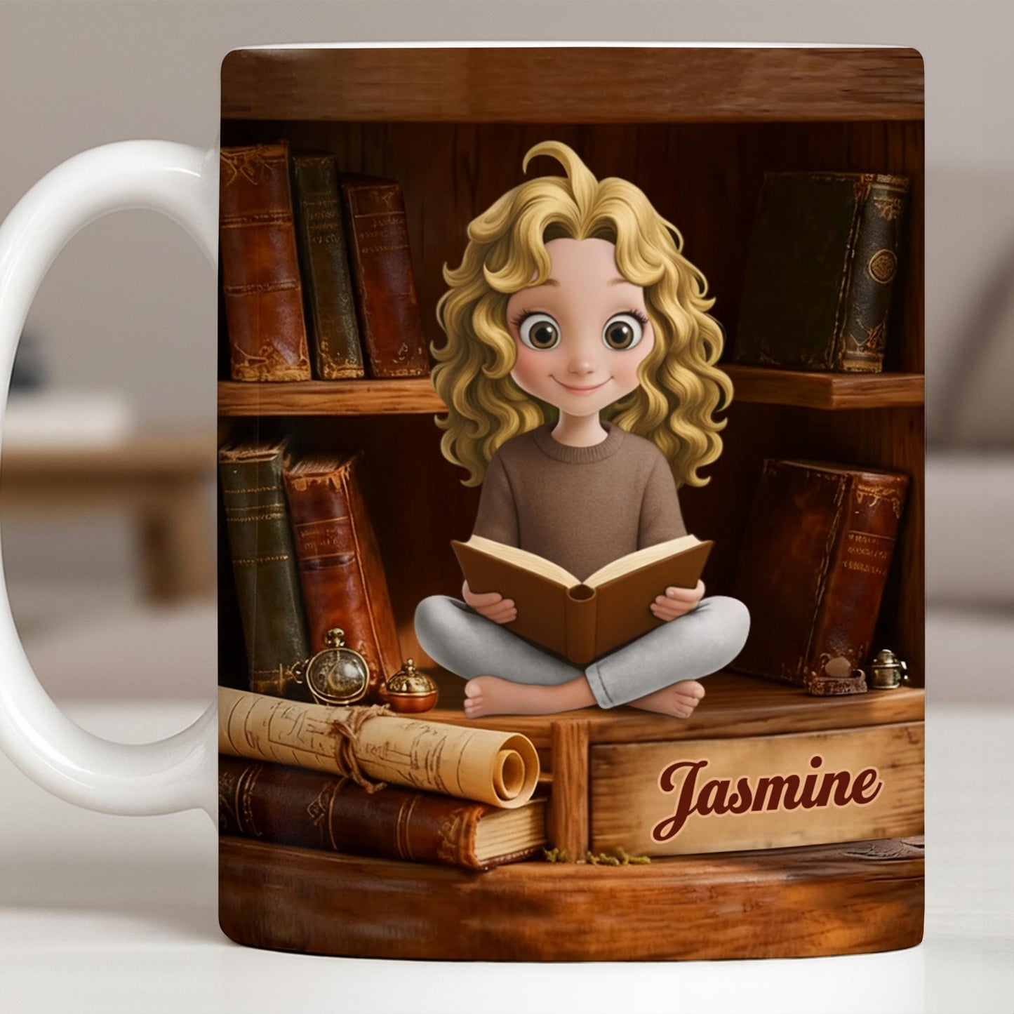 Enjoy The Magic Of Books With Girl Reading Design - Personalized Custom Coffee Mug - BLV085_MG