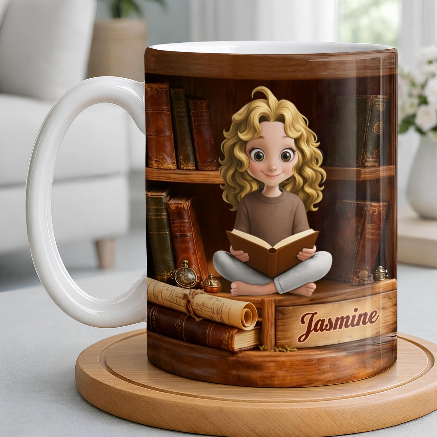 Enjoy The Magic Of Books With Girl Reading Design - Personalized Custom Coffee Mug - BLV085_MG