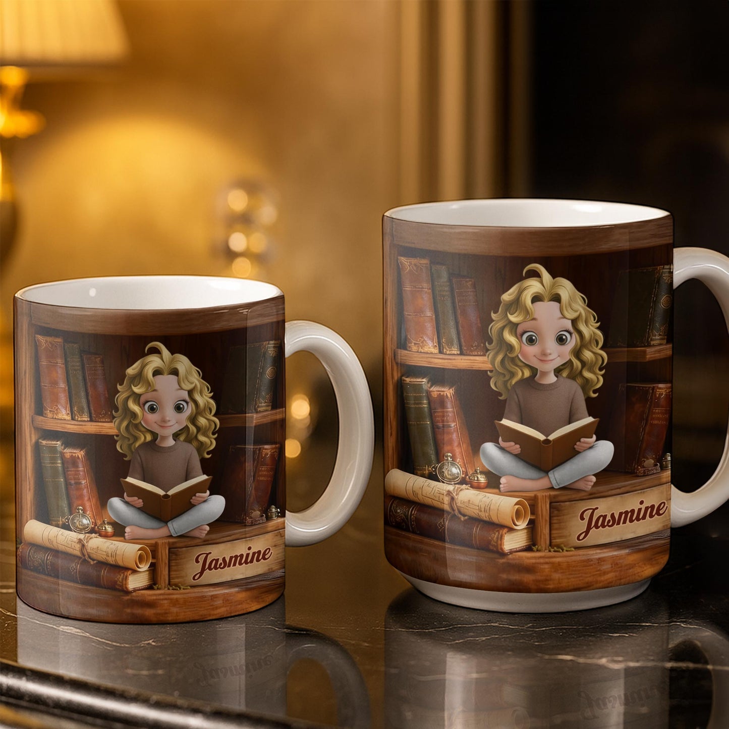 Enjoy The Magic Of Books With Girl Reading Design - Personalized Custom Coffee Mug - BLV085_MG