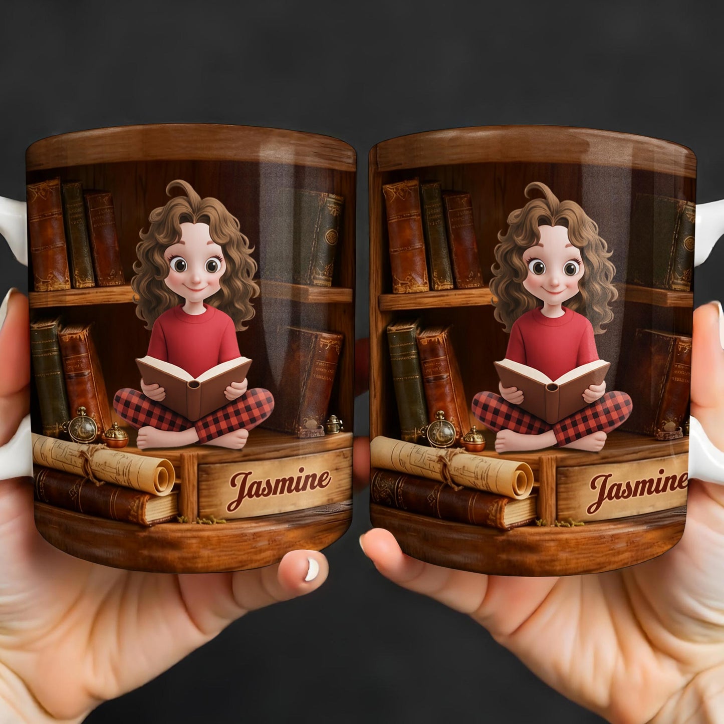 Enjoy The Magic Of Books With Girl Reading Design - Personalized Custom Coffee Mug - BLV085_MG