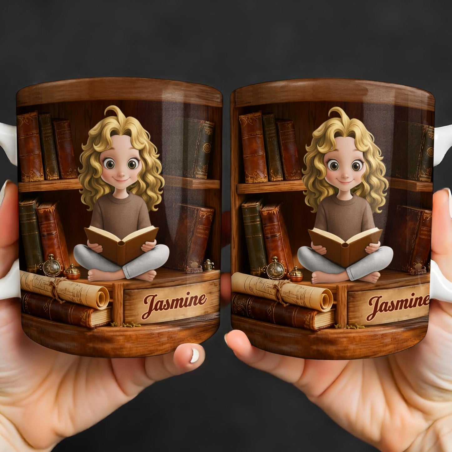Enjoy The Magic Of Books With Girl Reading Design - Personalized Custom Coffee Mug - BLV085_MG
