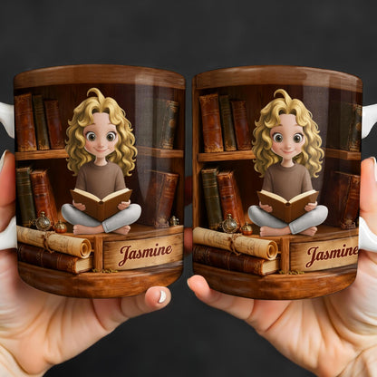 Enjoy The Magic Of Books With Girl Reading Design - Personalized Custom Coffee Mug - BLV085_MG