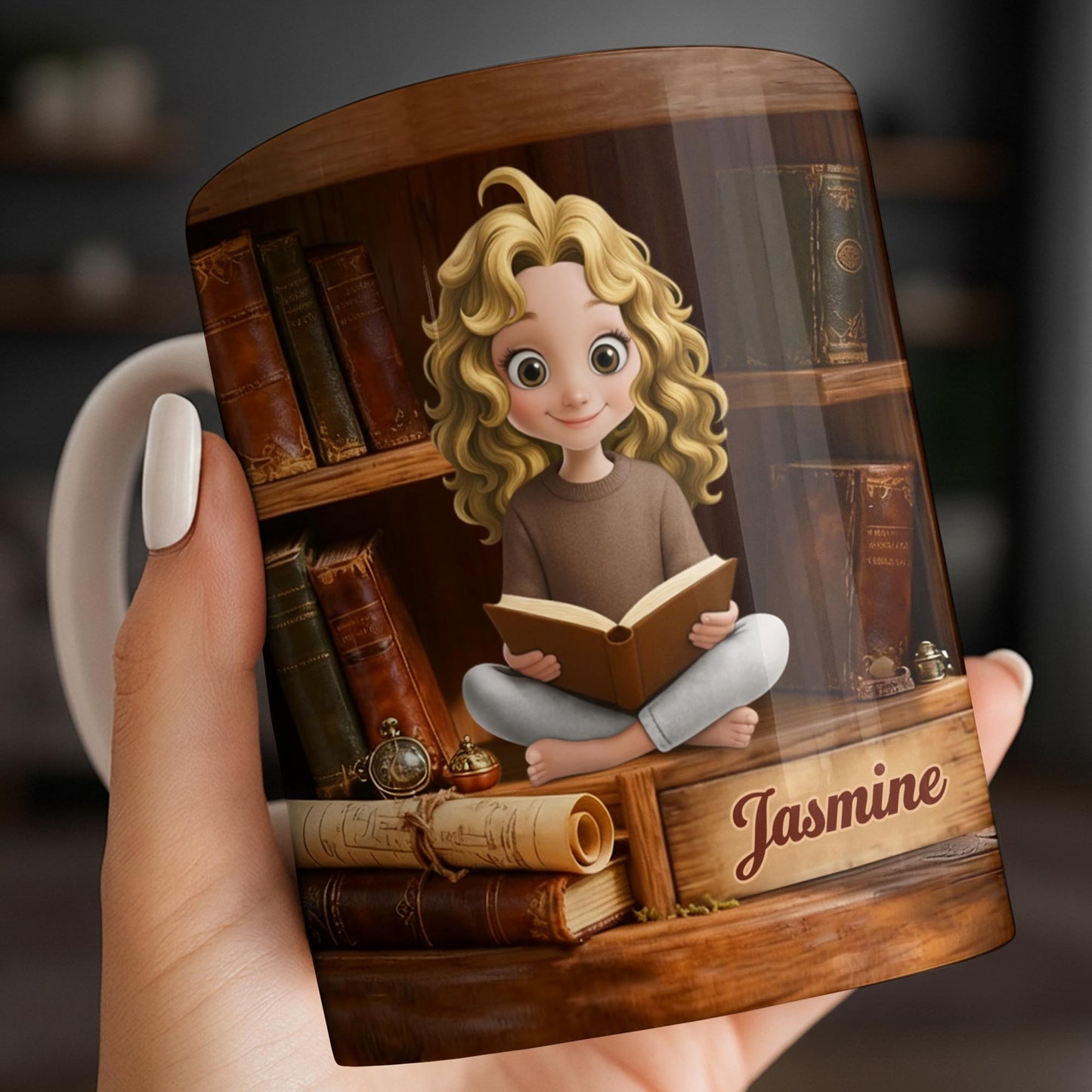 Enjoy The Magic Of Books With Girl Reading Design - Personalized Custom Coffee Mug - BLV085_MG