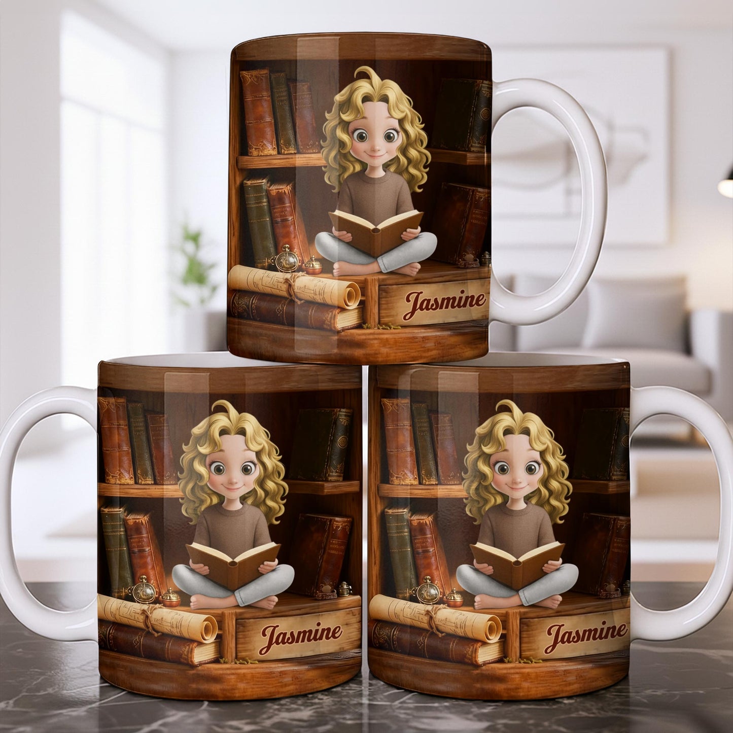 Enjoy The Magic Of Books With Girl Reading Design - Personalized Custom Coffee Mug - BLV085_MG