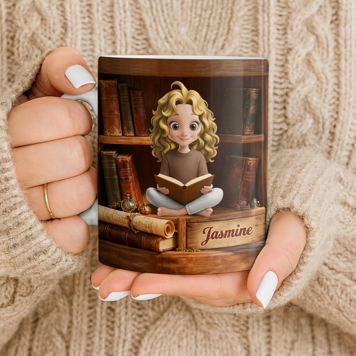 Enjoy The Magic Of Books With Girl Reading Design - Personalized Custom Coffee Mug - BLV085_MG