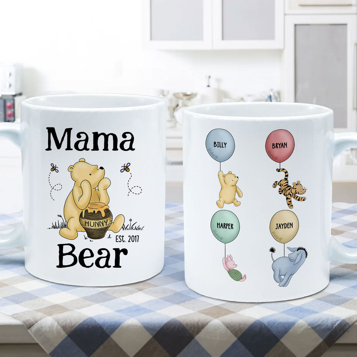 Mama Bear Est. Cute Characters With Balloon Mother's Day Gift For Mom Grandma Auntie Personalized Mug