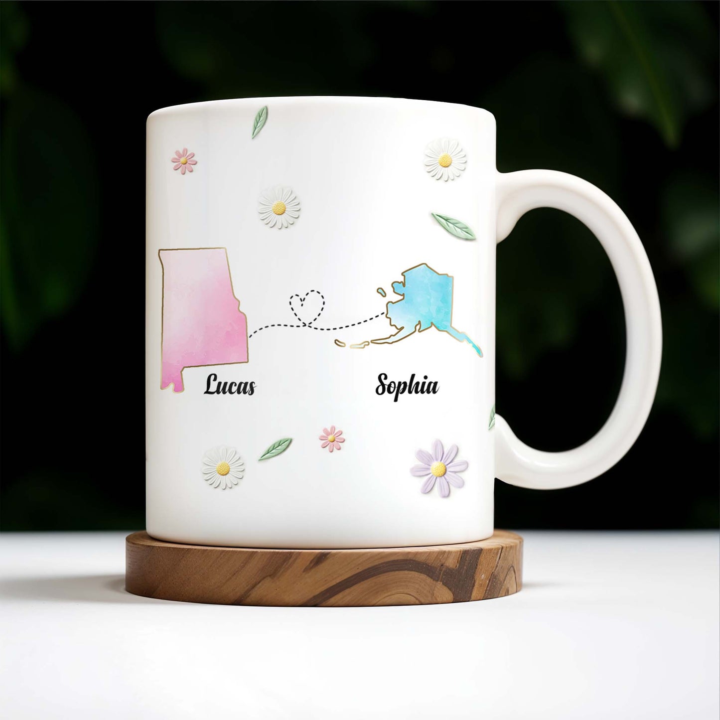 I Wish We Lived Closer With Daisy State Outlines - Personalized Custom Coffee Mug - BST049_MG