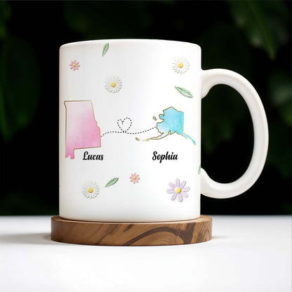 I Wish We Lived Closer With Daisy State Outlines - Personalized Custom Coffee Mug - BST049_MG