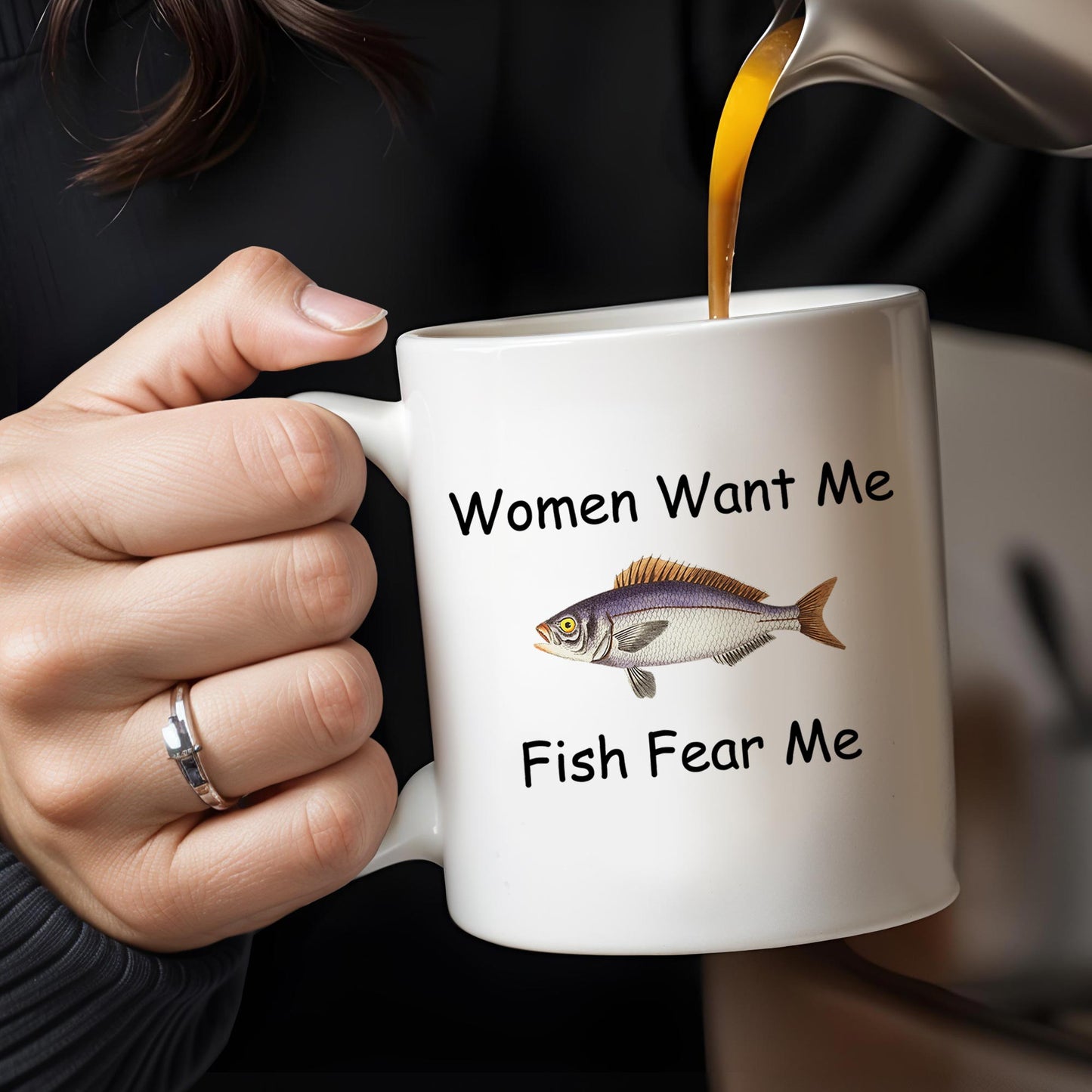 Women Want Me Fish Fear Me Humorous Angler Gift - Personalized Custom Coffee Mug - BST126_MG