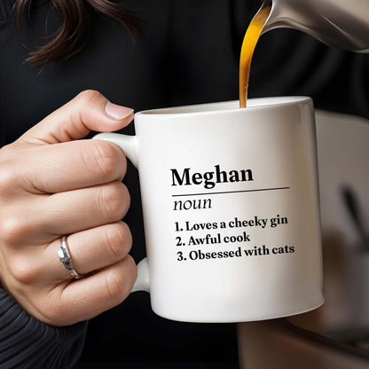 Loves A Cheeky Gin, Awful Cook, Obsessed With Cats Mug - Personalized Custom Coffee Mug - BST132_MG