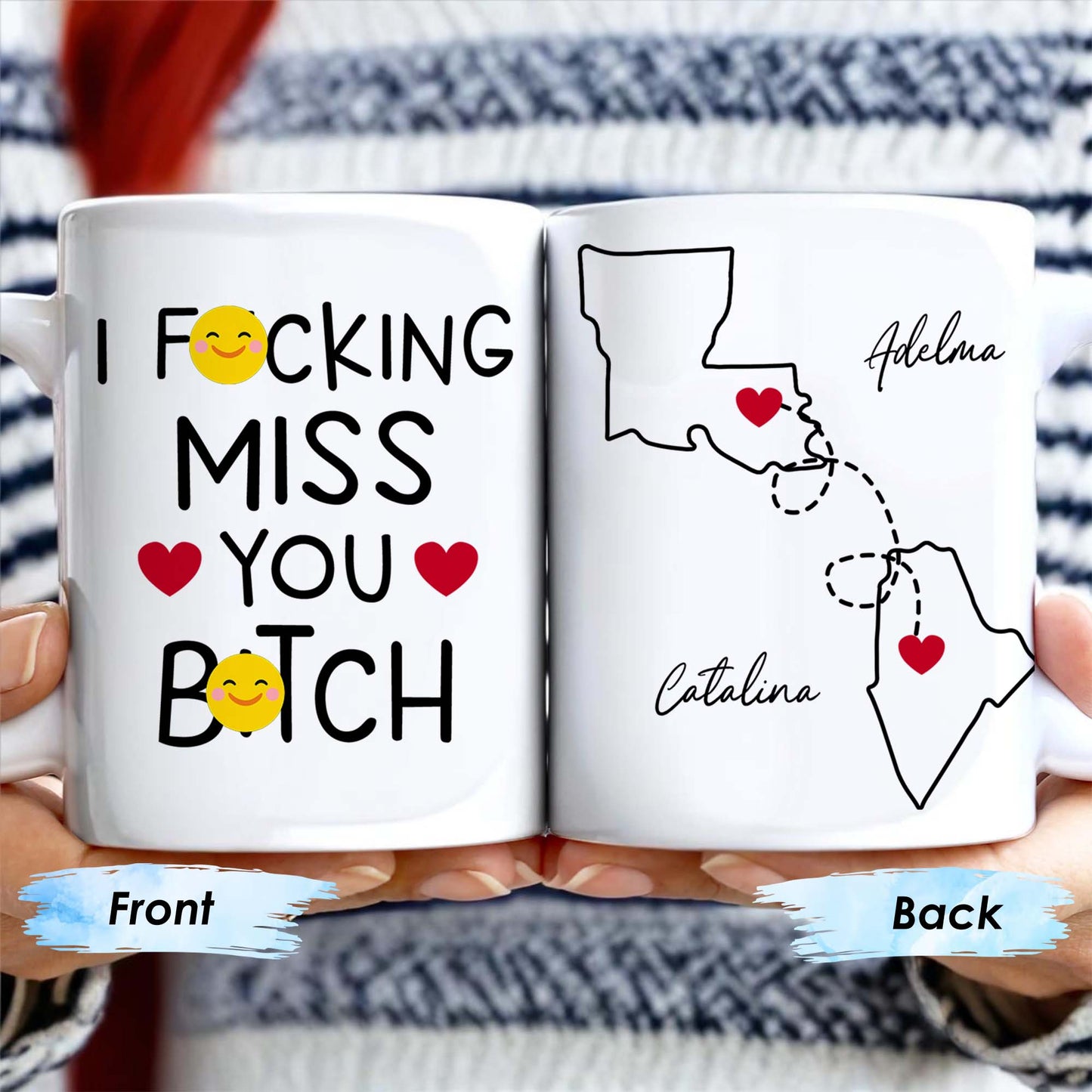 I Effing Miss You So Much With State Outlines Mug - Personalized Custom Coffee Mug - BST134_MG
