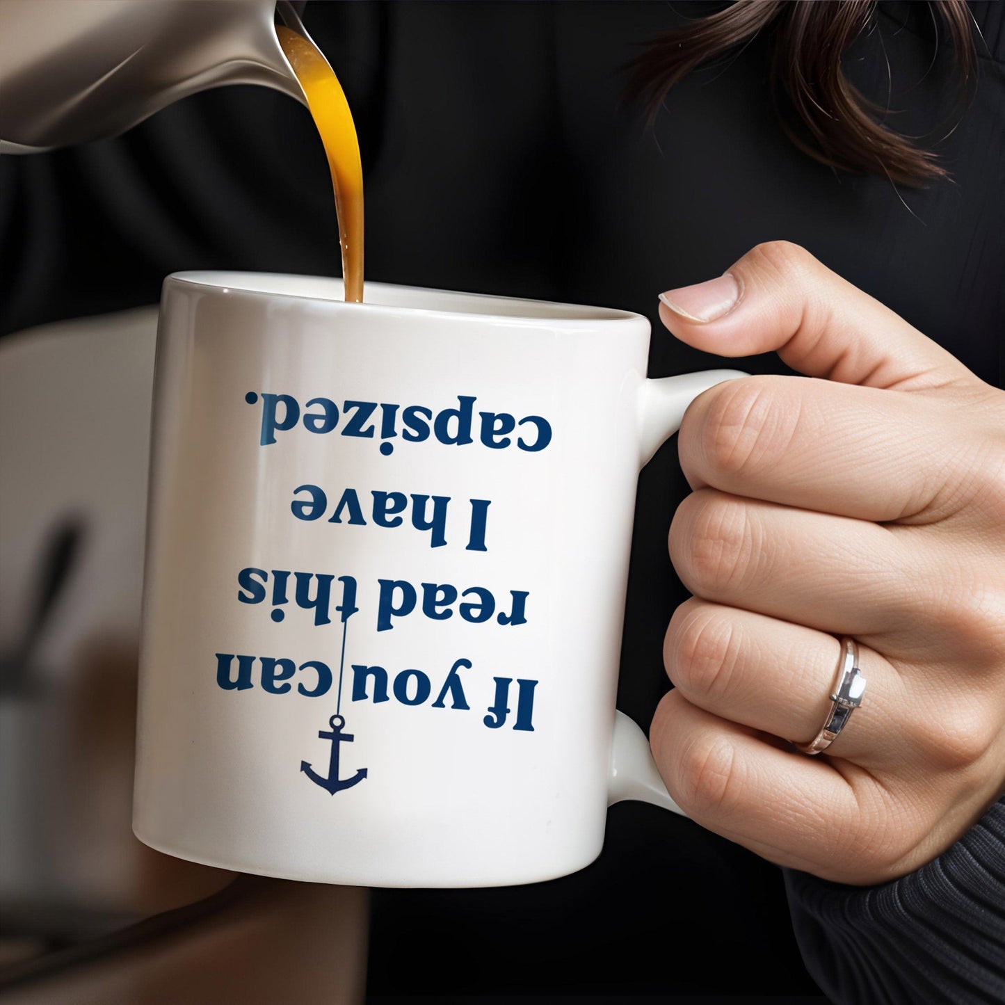Coffee Compass Series With Anchor Design - Personalized Custom Coffee Mug - BST139_MG