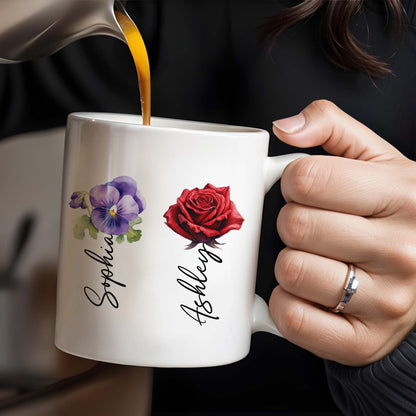 A Friend Is God's Way Of Making Sure We Never Walk Alone Mug With Rose And Pansy - Personalized Custom Coffee Mug - BST140_MG