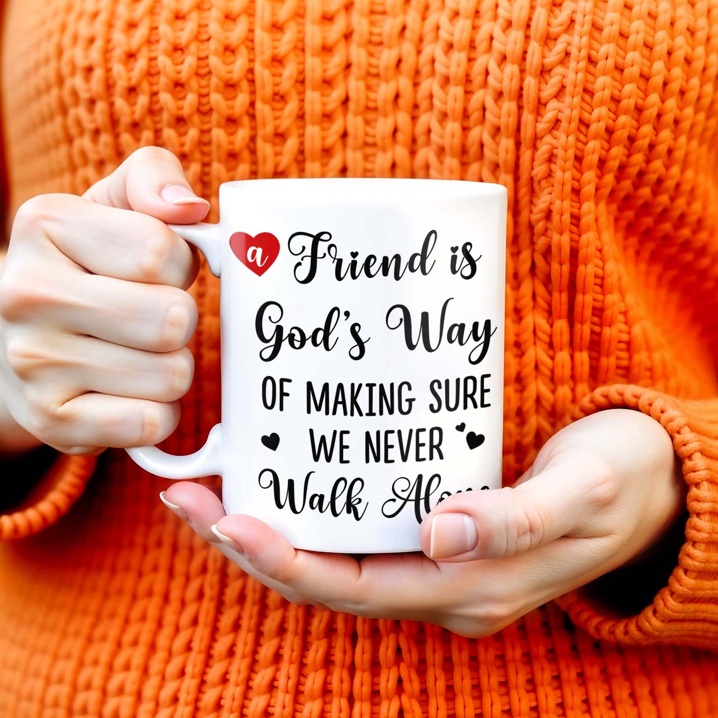 A Friend Is God's Way Of Making Sure We Never Walk Alone Mug With Rose And Pansy - Personalized Custom Coffee Mug - BST140_MG
