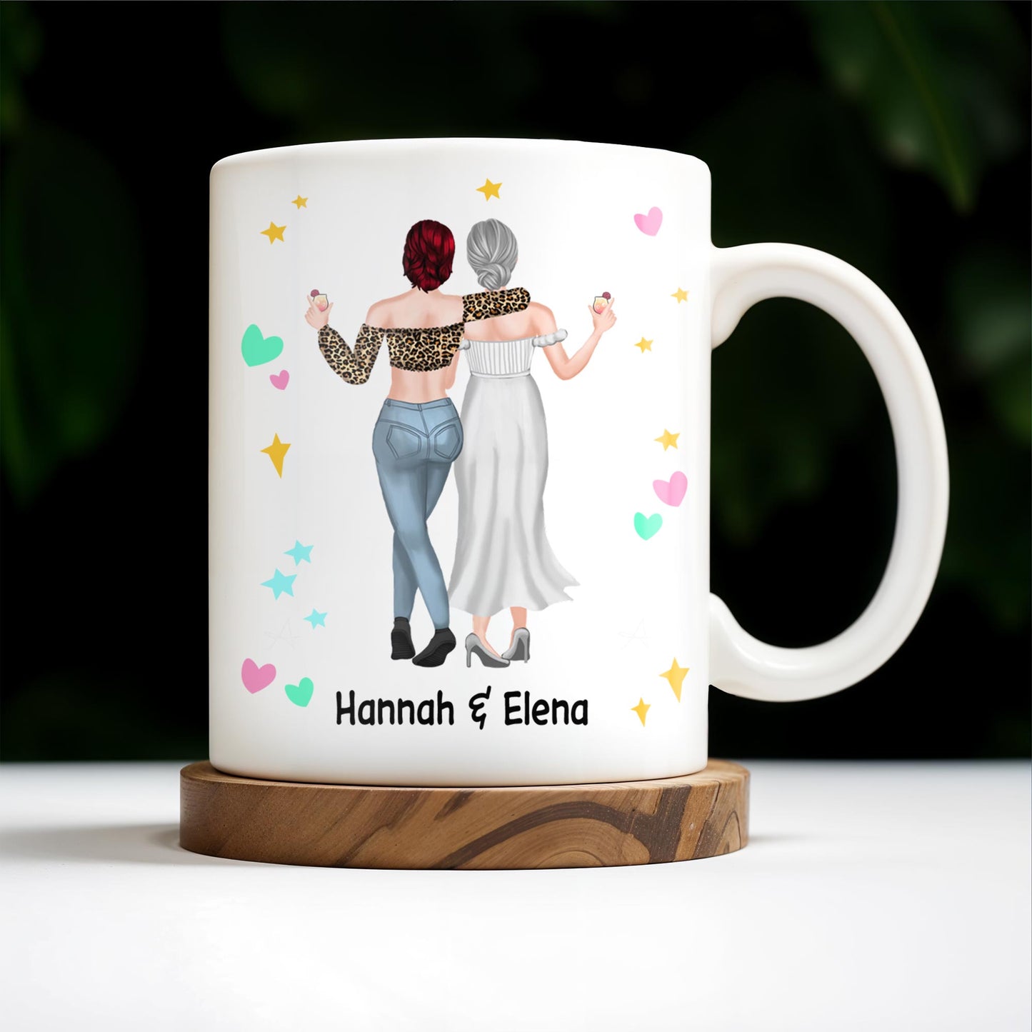 The Bestie Mug With Two Girls Design - Personalized Custom Coffee Mug - BST149_MG