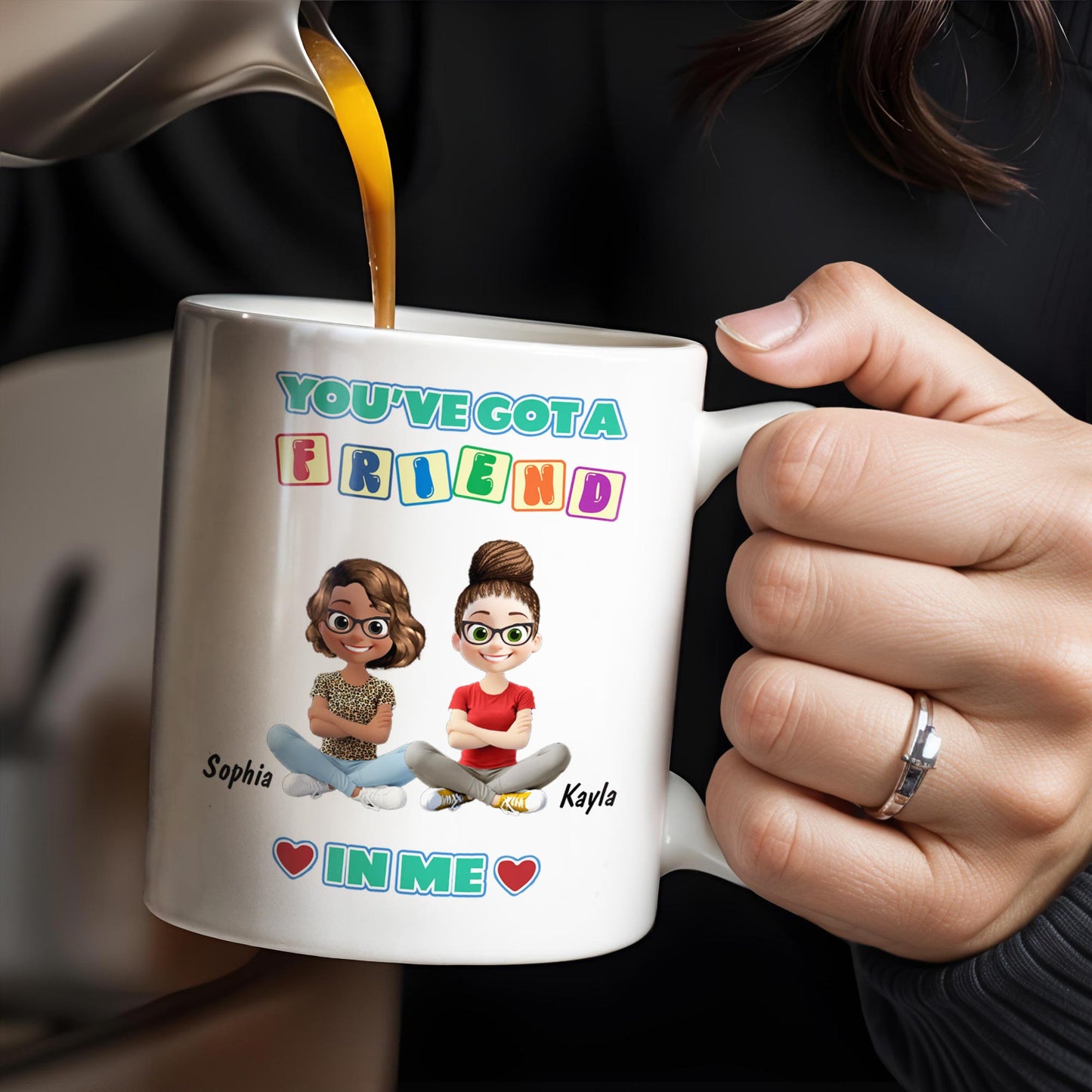 You've Got A Friend In Me, Cartoon Characters and Hearts - Personalized Custom Coffee Mug - BST157_MG