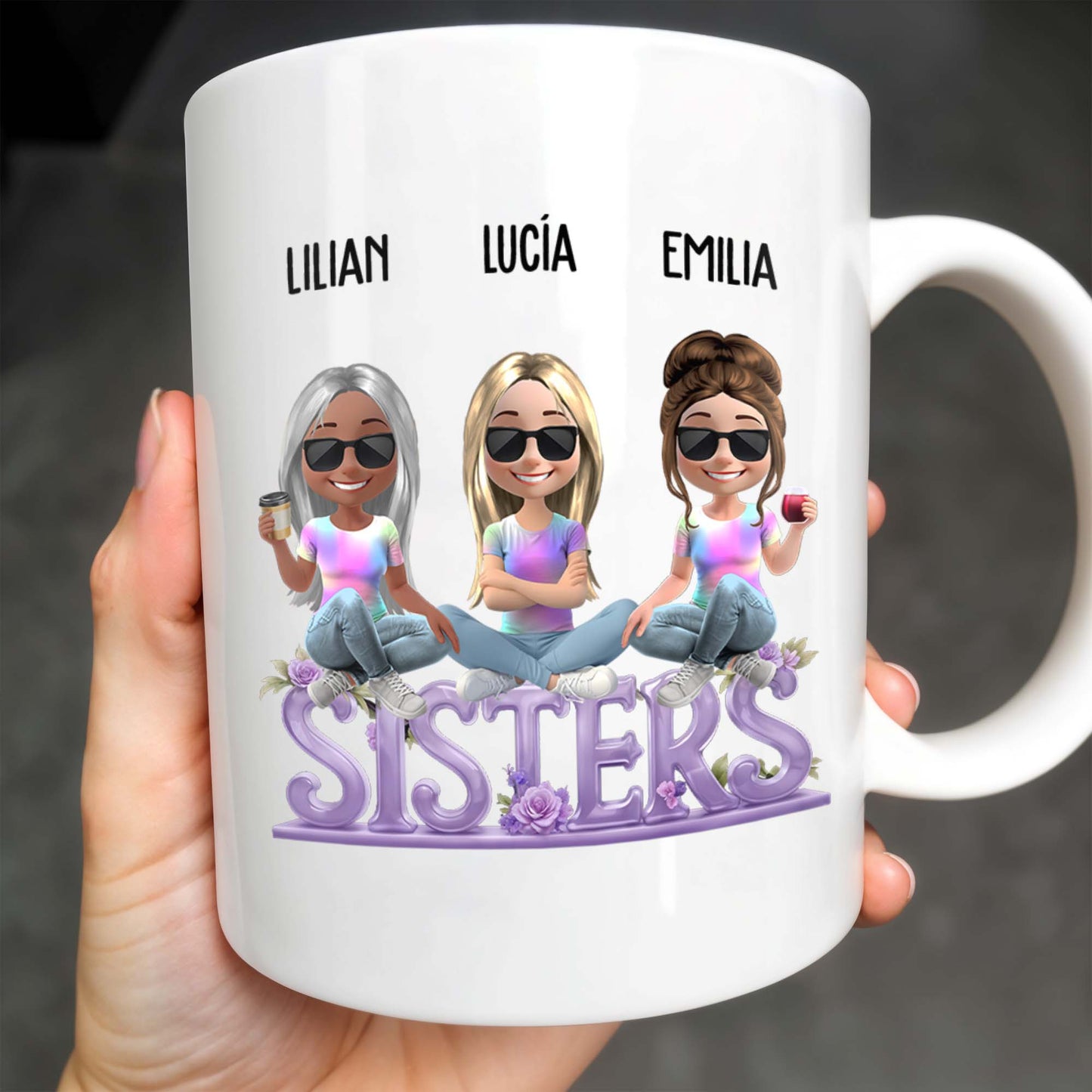 Sisters, Avatars And Flowers - Personalized Custom Coffee Mug - BST160_MG
