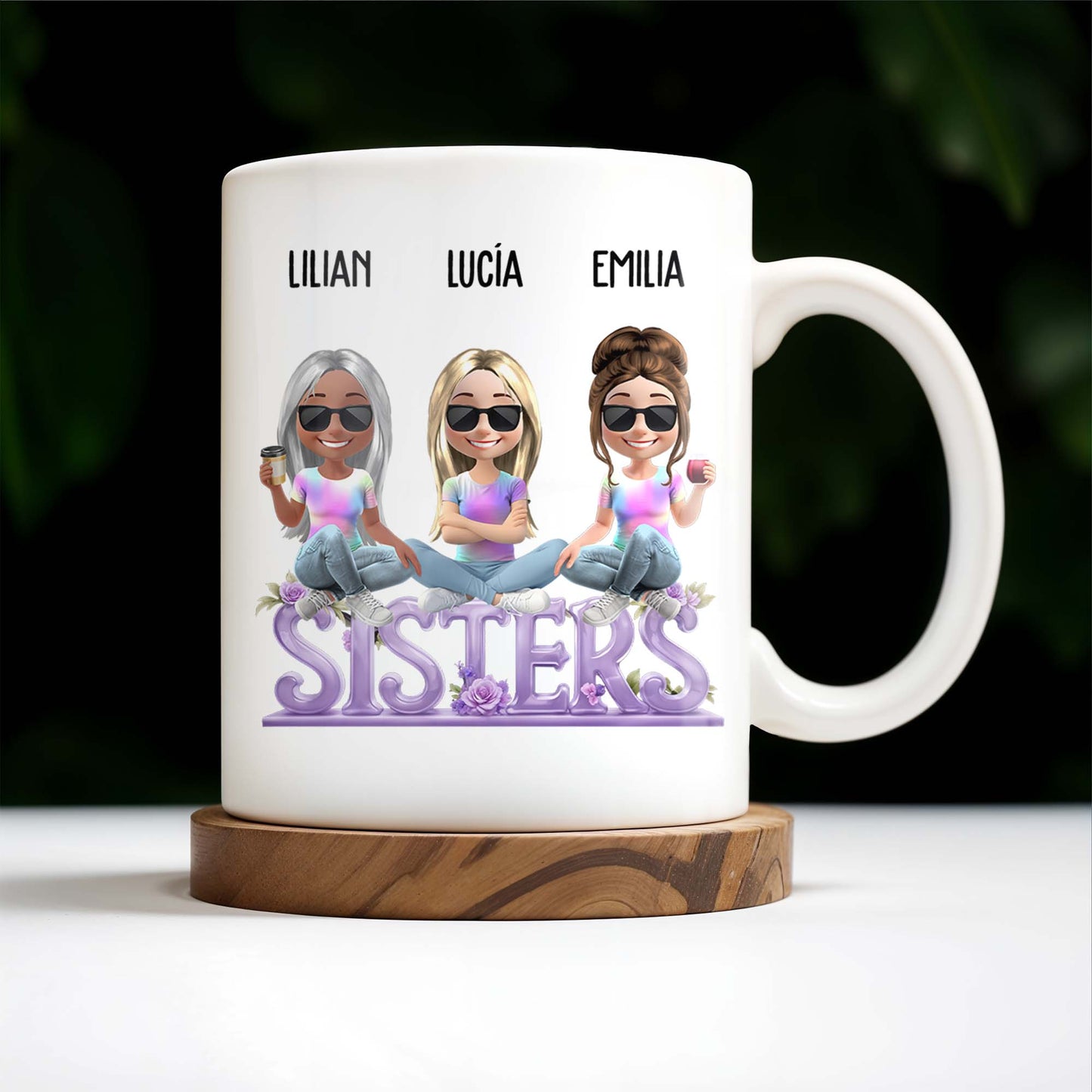 Sisters, Avatars And Flowers - Personalized Custom Coffee Mug - BST160_MG