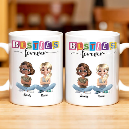 Besties Forever, Cartoon Characters - Personalized Custom Coffee Mug - BST164_MG