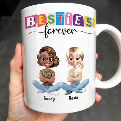 Besties Forever, Cartoon Characters - Personalized Custom Coffee Mug - BST164_MG