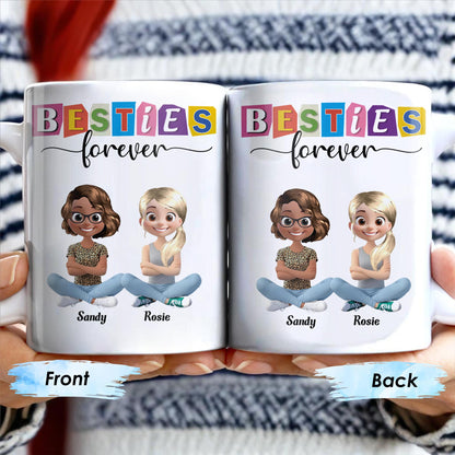 Besties Forever, Cartoon Characters - Personalized Custom Coffee Mug - BST164_MG