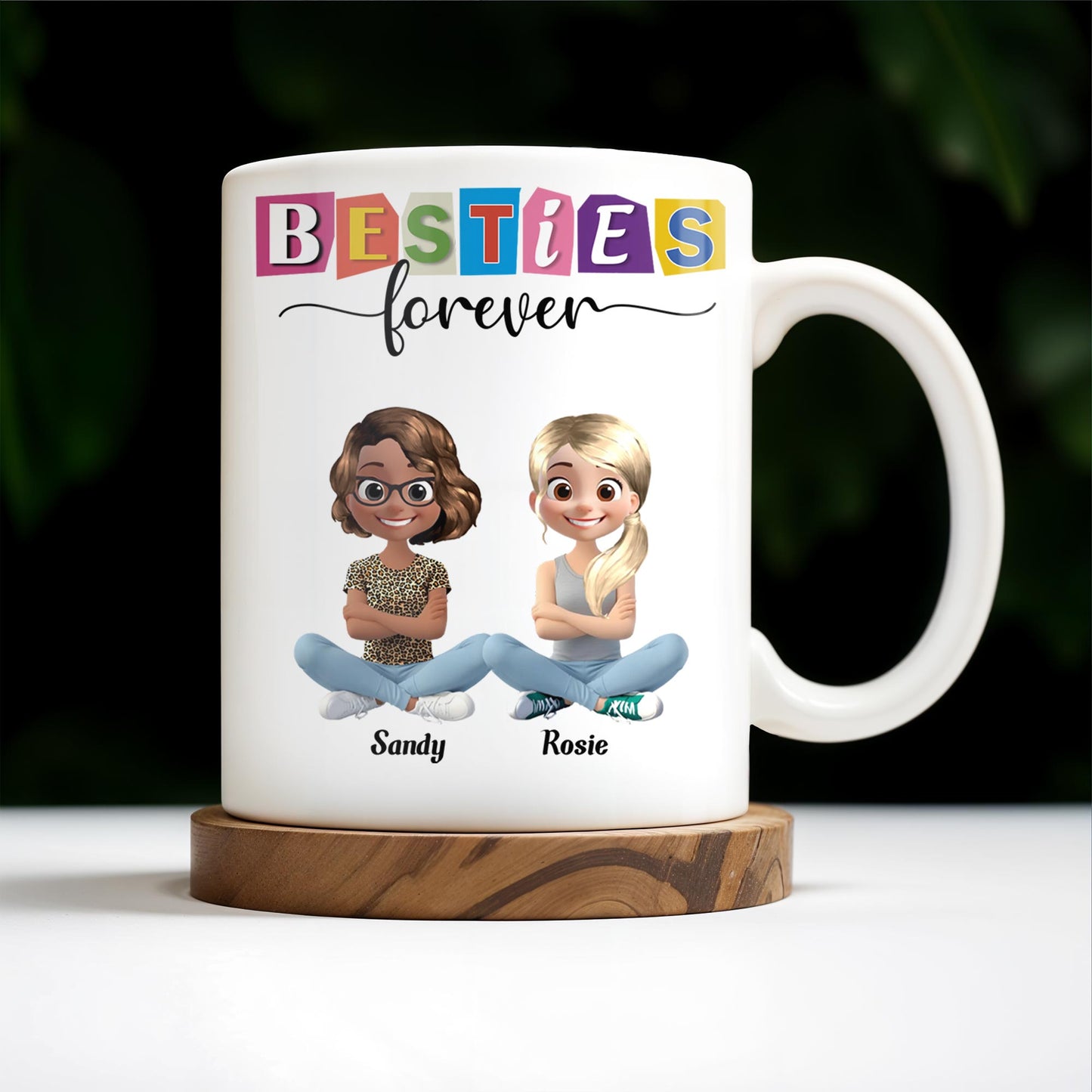Besties Forever, Cartoon Characters - Personalized Custom Coffee Mug - BST164_MG