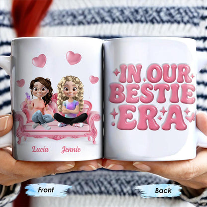 In Our Bestie Era, Hearts And Animated Female Characters - Personalized Custom Coffee Mug - BST172_MG