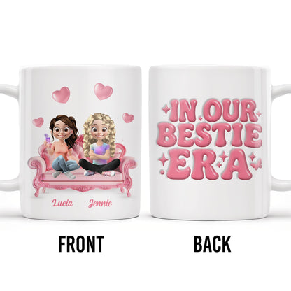 In Our Bestie Era, Hearts And Animated Female Characters - Personalized Custom Coffee Mug - BST172_MG