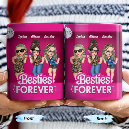Besties Forever With Cartoon Figures And Stars - Personalized Custom Coffee Mug - BST227_MG
