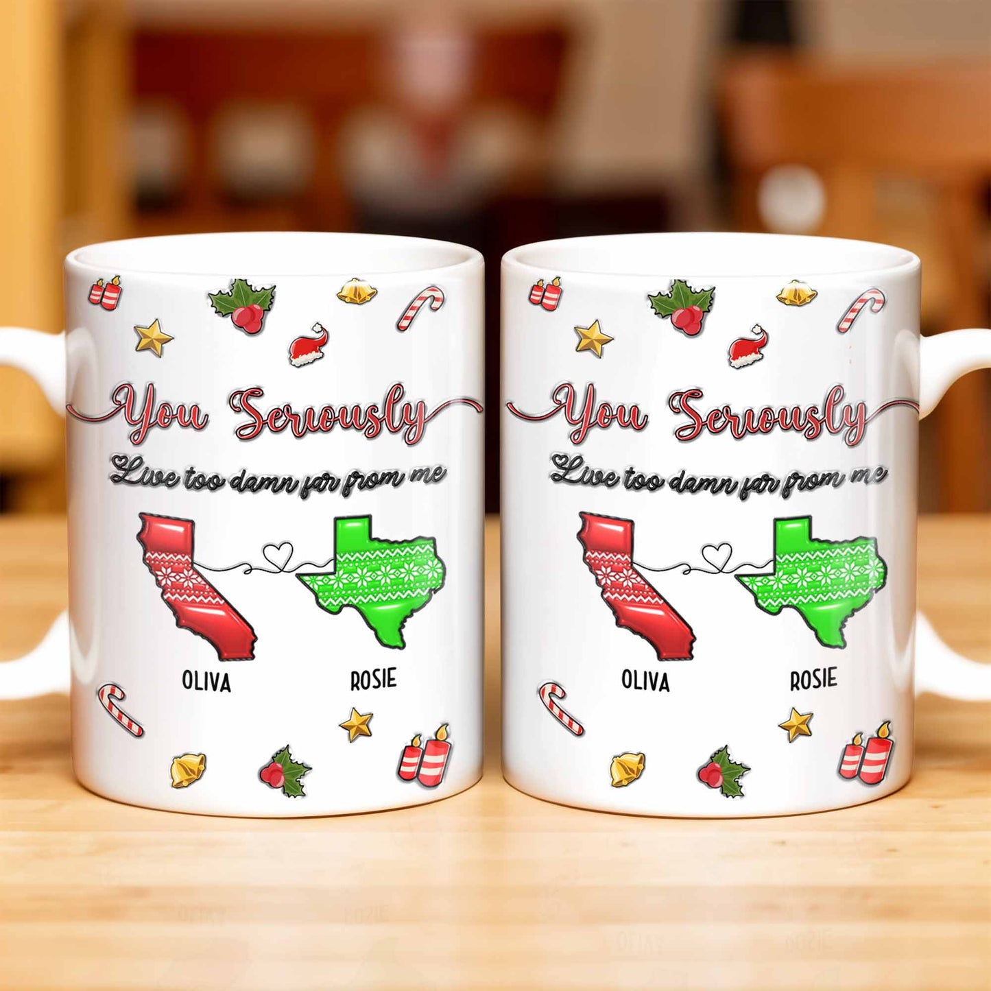 You Seriously Live Too Damn Far From Me, Heart And Maps - Personalized Custom Coffee Mug - BST328_MG