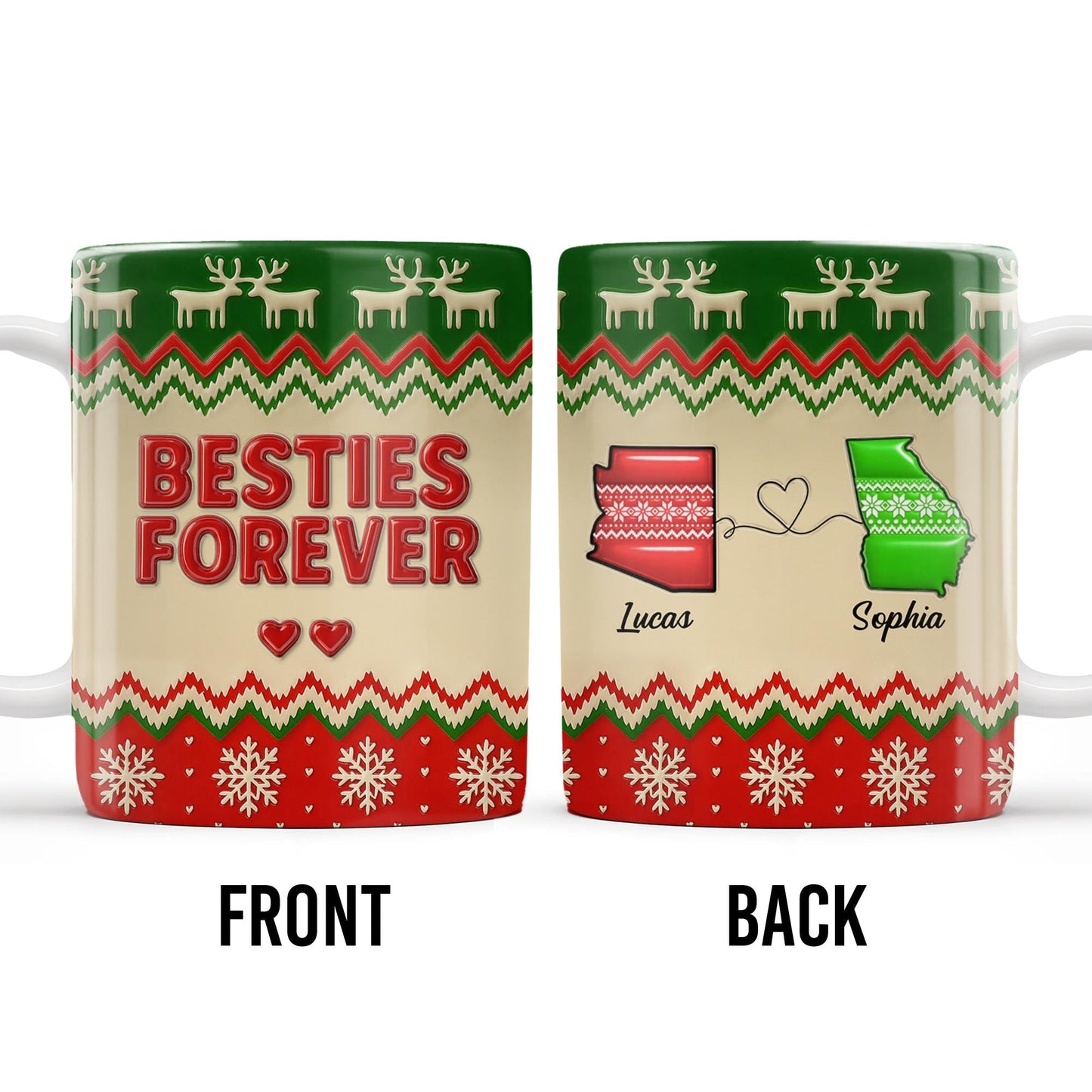 Besties Forever Christmas Sweater Design - Personalized Custom Coffee Mug - BST421_MG