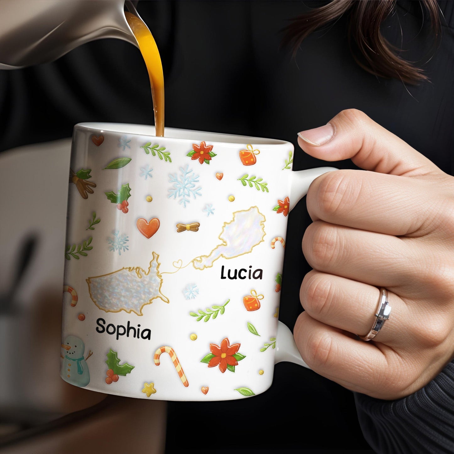 You Seriously Live Too Far, Countries Map And Hearts Design - Personalized Custom Coffee Mug - BST422_MG